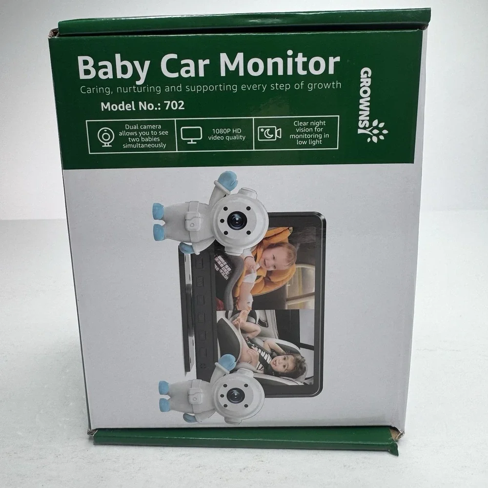 GROWNSY Dual Car Camera Baby Monitor, 7